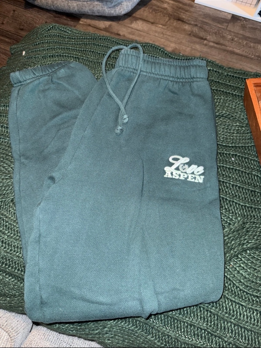 PINK Victoria's Secret Forest Green Track Joggers